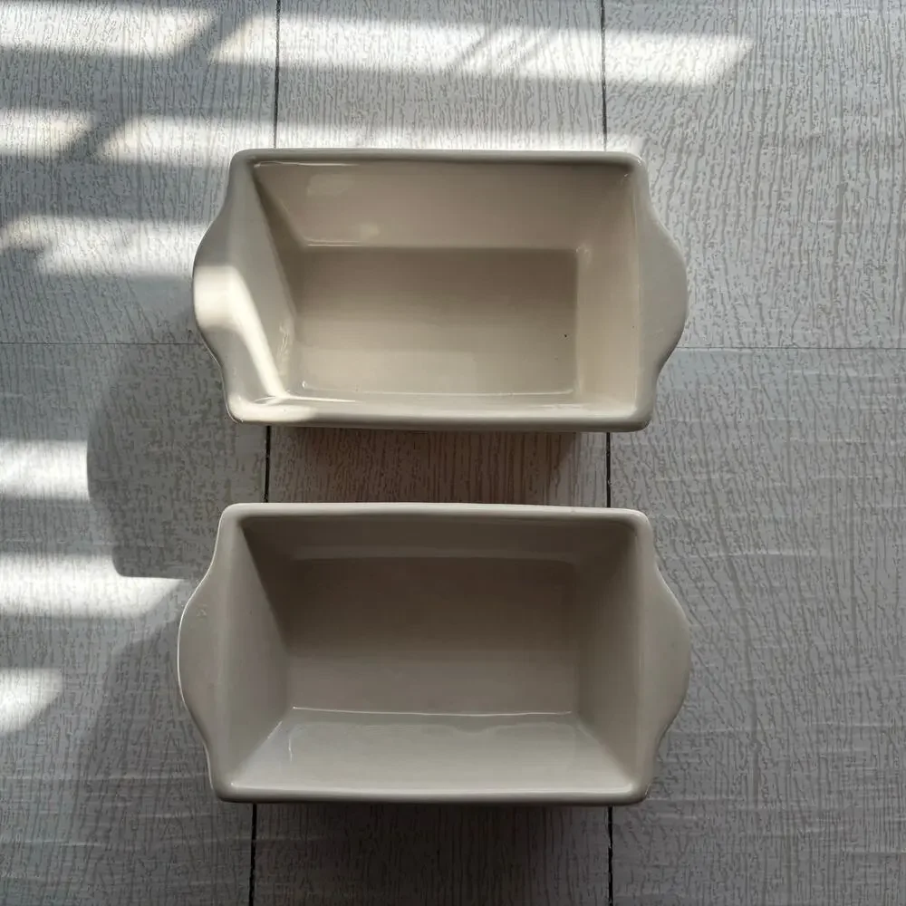 Gingerbread Mini Loaf Baking Dishes Set of 2 Ceramic Holiday